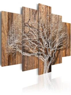 Wandbild Der Baum Der Geschichte In Braun,Weiß
