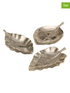 3er-Set: Dekoschalen "Blatt" In Silber - (L)27 X (B)20 Cm