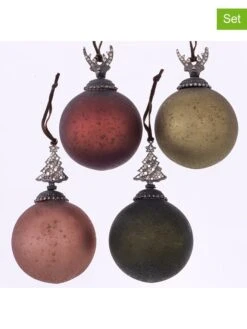4er-Set: Weihnachtskugeln "Telfi" In Bunt - Ø 8 Cm