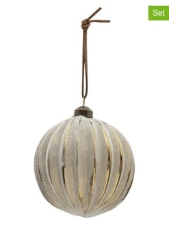 4er-Set: Christbaumkugeln In Grau - Ø 10 Cm