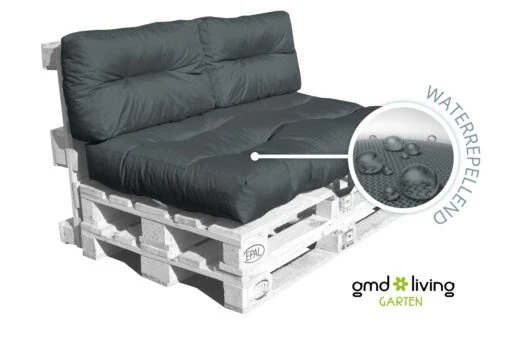 Outdoor Palettenkissen Set MONSUN, Wasserfest, Farbe Anthrazit – Bild 2