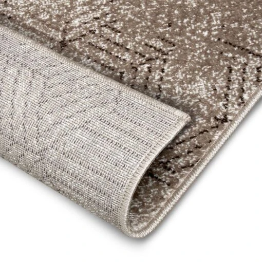 Kurzflor Läufer Polygon Braun Taupe Creme – Bild 3