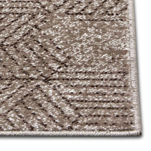 Kurzflor Läufer Polygon Braun Taupe Creme – Bild 5