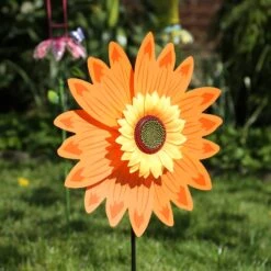 Doppel Windrad Blume In Orange - H: 75cm -Heimladen marelida doppel windrad blume in orange h 75cm 2