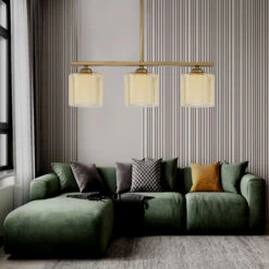 Deckenleuchte Linear 3-flammig Doppelt Verglasung Gold -Heimladen moebel17 deckenleuchte linear 3 flammig doppelt verglasung gold 3