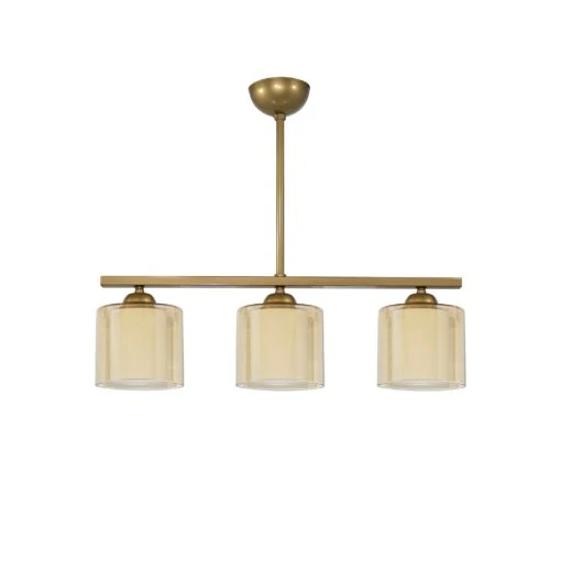 Deckenleuchte Linear 3-flammig Doppelt Verglasung Gold