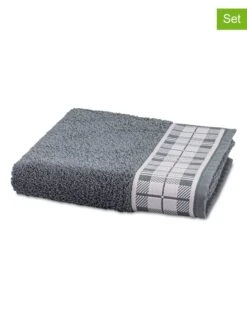 2er-Set: Badetücher "Tartan" In Anthrazit