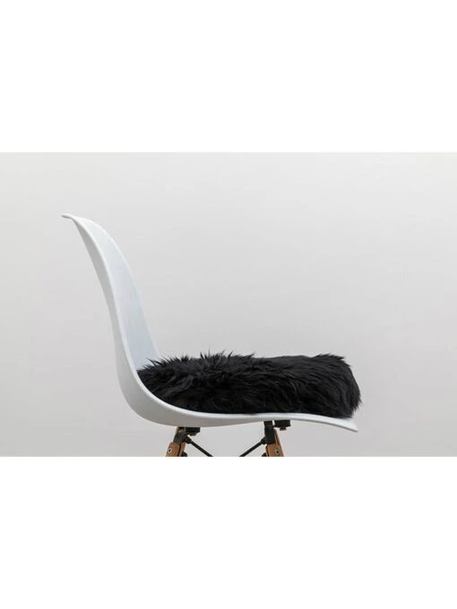 Native Schaffell-Stuhlkissen In Schwarz - Ø 40 Cm – Bild 2