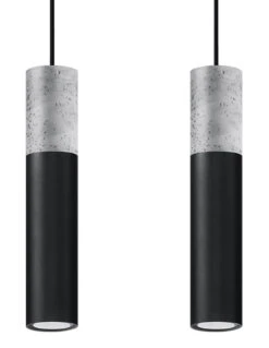 Hängleuchte EDO 2 In Schwarz Stahl Grau Beton Röhrenlampe Loft Gu10 NICE LAMPS