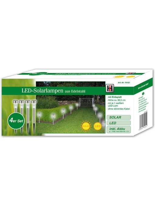4er.Set: LED-Solar-Edelstahl-Gartenstecker - (H)36,5 Cm – Bild 2