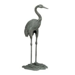 1 X Dekofigur Kranich In Grün - (H)75 Cm
