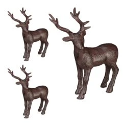 3 X Hirsch Figur "stehend" In Braun -Heimladen relaxdays 3 x hirsch figur stehend in braun 7