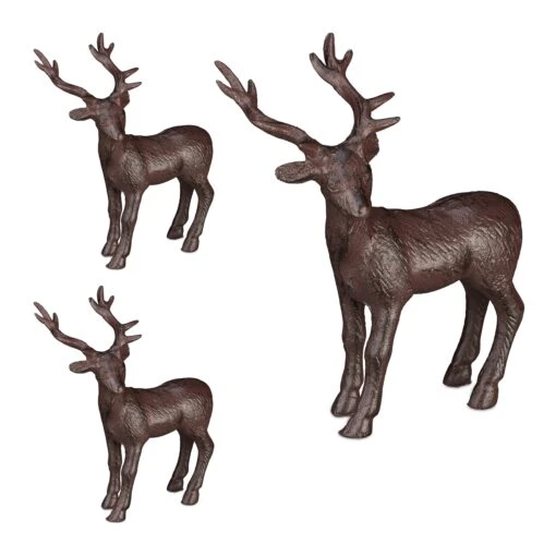 3 X Hirsch Figur "stehend" In Braun – Bild 8
