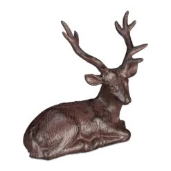 4 X Hirsch Figur "sitzend" In Braun