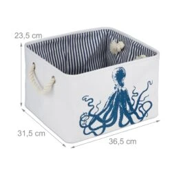 Aufbewahrungskorb "Oktopus" In Weiß/ Blau - (B)36,5 X (H)23,5 X (T)31,5 Cm -Heimladen relaxdays aufbewahrungskorb oktopus in weiss blau b 36 5 x h 23 5 x t 31 5 cm 3