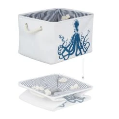 Aufbewahrungskorb "Oktopus" In Weiß/ Blau - (B)36,5 X (H)23,5 X (T)31,5 Cm -Heimladen relaxdays aufbewahrungskorb oktopus in weiss blau b 36 5 x h 23 5 x t 31 5 cm 5