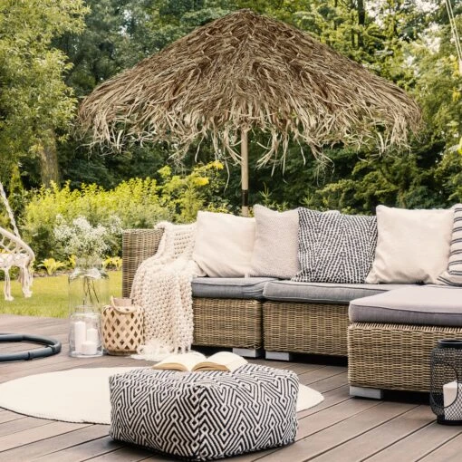 Bast Sonnenschirm In Natur - (H)250 X Ø 222 - 238 Cm – Bild 2