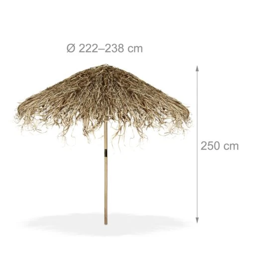 Bast Sonnenschirm In Natur - (H)250 X Ø 222 - 238 Cm – Bild 4