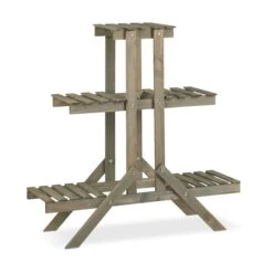 Blumentreppe In Grau - (B)83 X (H)83 X (T)28 Cm