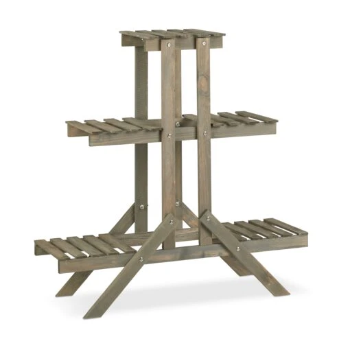 Blumentreppe In Grau - (B)83 X (H)83 X (T)28 Cm