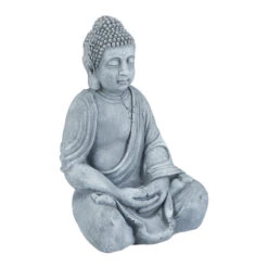 Buddha Figur In Hellgrau - (H)50 Cm