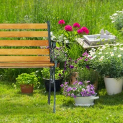 Gartenbank In Natur - (B)126 X (H)73,5 X (T)52,5 Cm -Heimladen relaxdays gartenbank in natur b 126 x h 73 5 x t 52 5 cm 2
