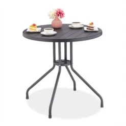 Gartentisch In Grau - (H)75 X Ø 80 Cm