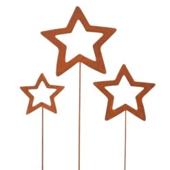 3er Set Gartenstecker Rost Sterne In Braun