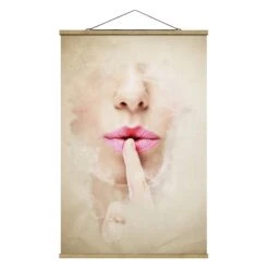 Stoffbild Mit Posterleisten - My Secret In Creme-Beige
